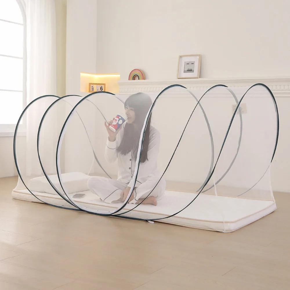 Moustiquaire Pliable Voyage – Filet Anti-Moustiques Tête & Lit Simple, Camping