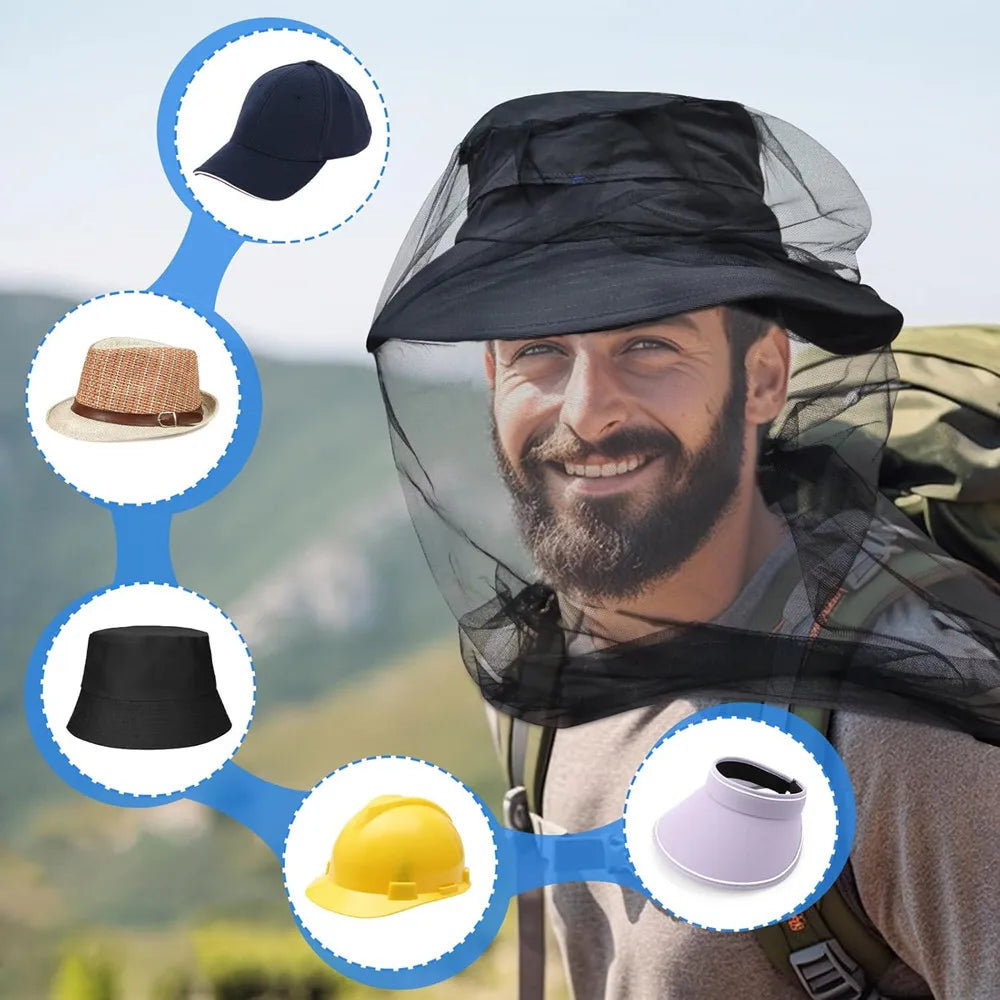 Filet Moustiquaire Tête XXL – Lot de 2, Camping, Randonnée & Jardin