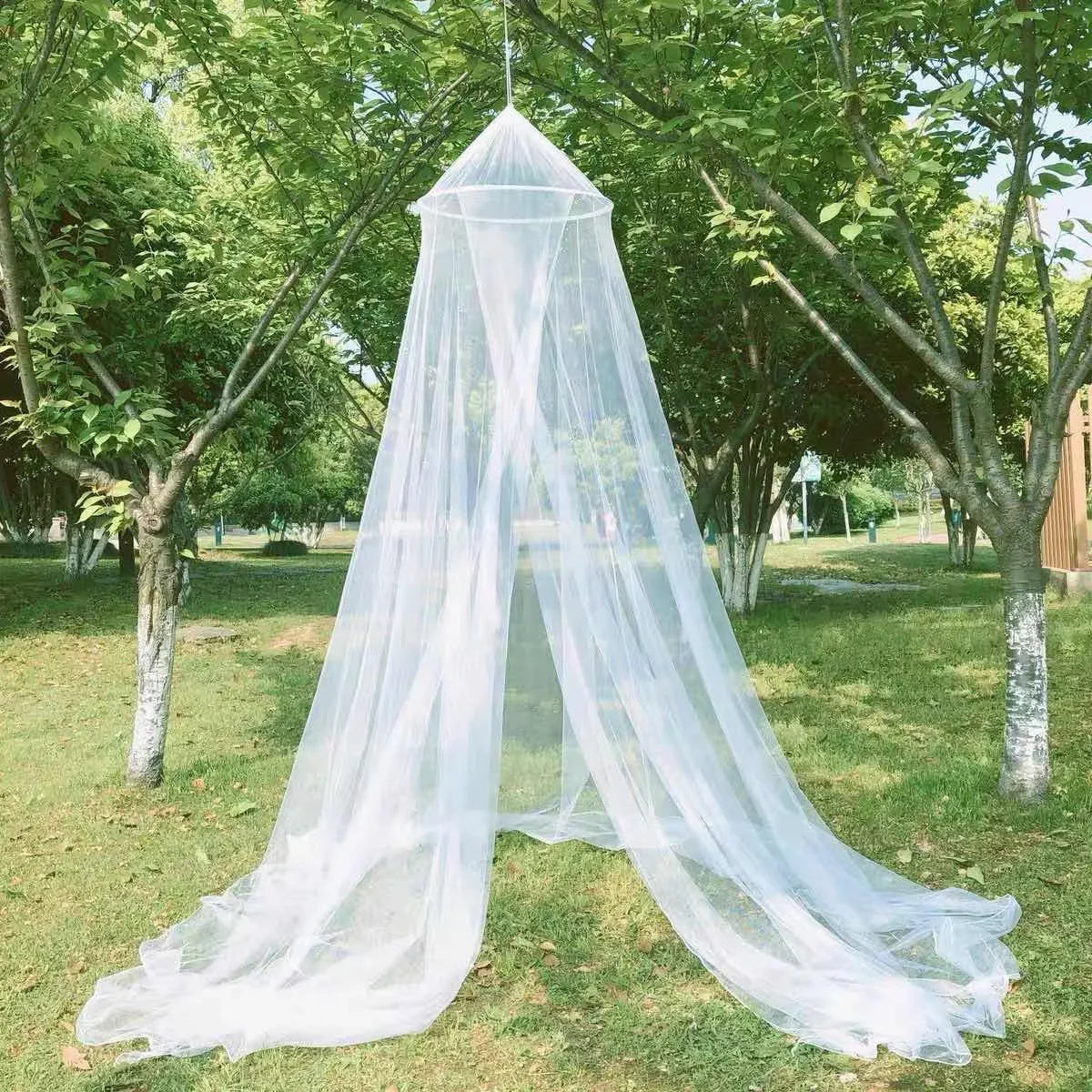 Moustiquaire Dôme Suspendue – Double Ouverture, Blanc, Polyester, 250×900cm