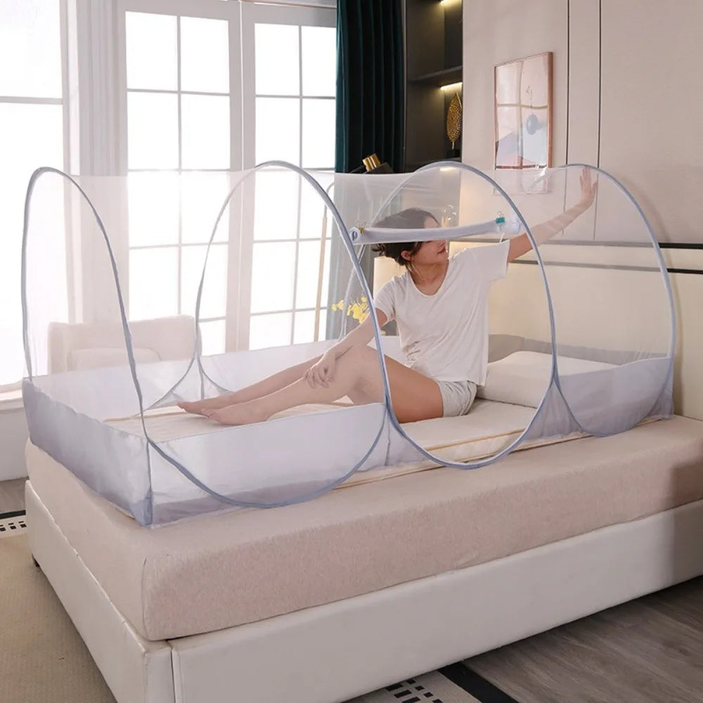 Moustiquaire Pliable Voyage – Filet Anti-Moustiques Tête & Lit Simple, Camping