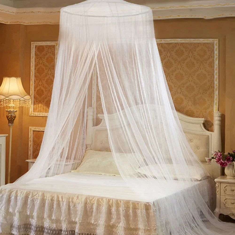 Moustiquaire Dôme Suspendue – Double Ouverture, Blanc, Polyester, 250×900cm