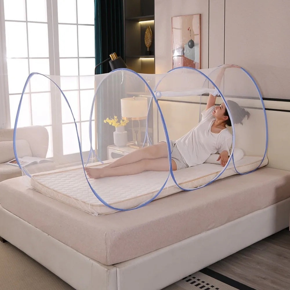 Moustiquaire Pliable Voyage – Filet Anti-Moustiques Tête & Lit Simple, Camping