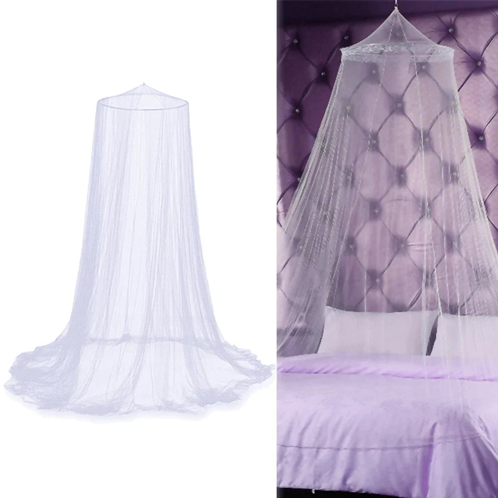 Moustiquaire Dôme Suspendue – Double Ouverture, Blanc, Polyester, 250×900cm